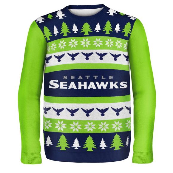 Seattle Seahawks NFL Ugly Sweater Wordmark - Picture 1 of 2